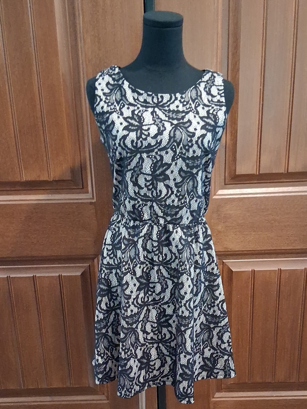 HeartSoul Black Lace Overlay Dress with Ivory Underlay